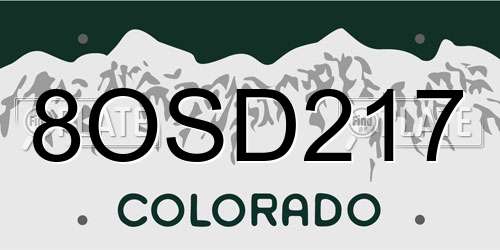 8OSD217 Colorado License Plate