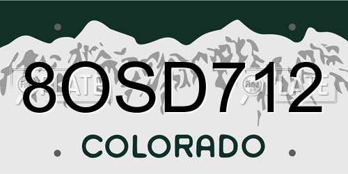 8OSD712 Colorado License Plate