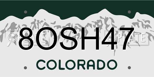 8OSH47 Colorado License Plate