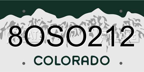 8OSO212 Colorado License Plate