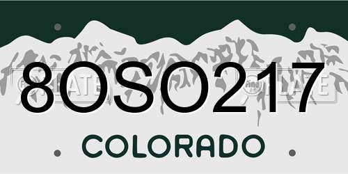 8OSO217 Colorado License Plate