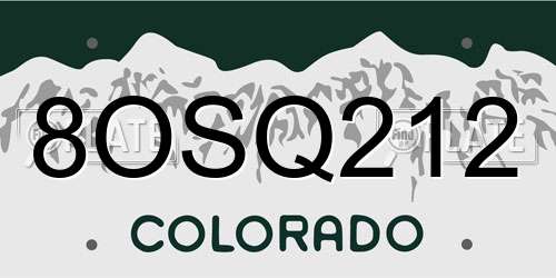 8OSQ212 Colorado License Plate