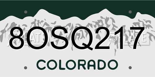 8OSQ217 Colorado License Plate