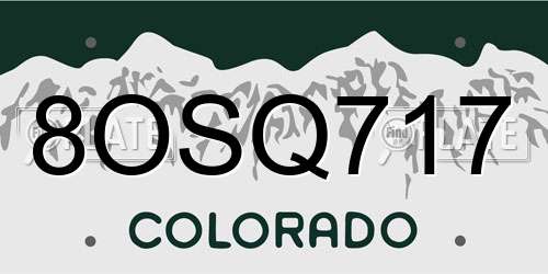 8OSQ717 Colorado License Plate