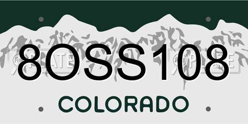 8OSS108 Colorado License Plate