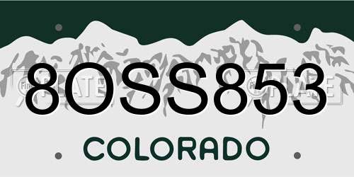 8OSS853 Colorado License Plate