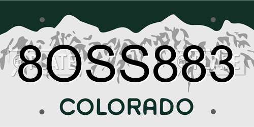 8OSS883 Colorado License Plate