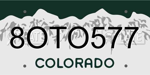 8OTO577 Colorado License Plate