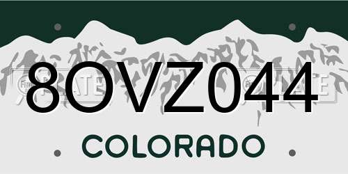 8OVZ044 Colorado License Plate