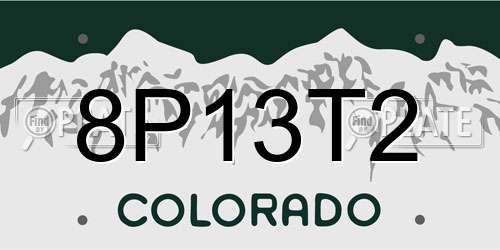 8P13T2 Colorado License Plate