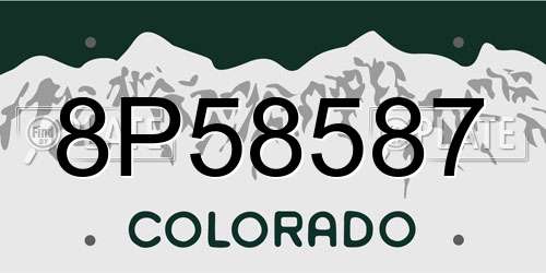 8P58587 Colorado License Plate