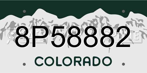 8P58882 Colorado License Plate