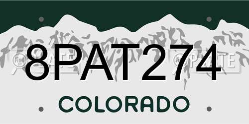 8PAT274 Colorado License Plate