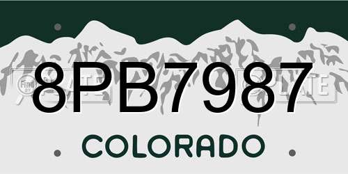 8PB7987 Colorado License Plate