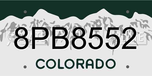 8PB8552 Colorado License Plate