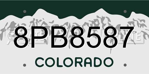 8PB8587 Colorado License Plate