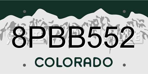 8PBB552 Colorado License Plate