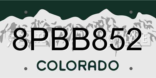 8PBB852 Colorado License Plate