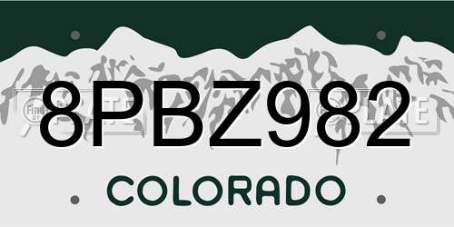 8PBZ982 Colorado License Plate
