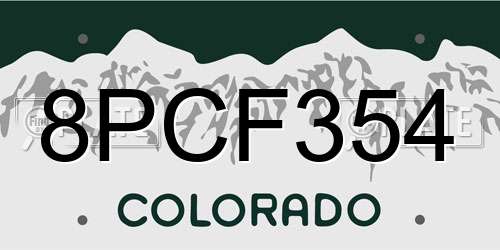 8PCF354 Colorado License Plate