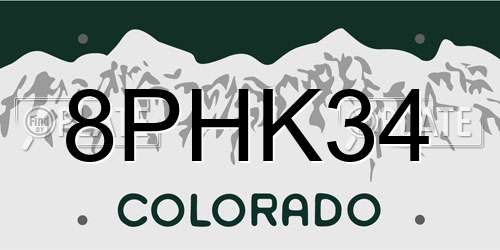 8PHK34 Colorado License Plate