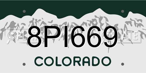 8PI669 Colorado License Plate