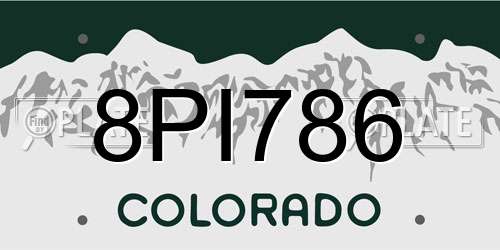 8PI786 Colorado License Plate
