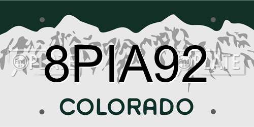 8PIA92 Colorado License Plate