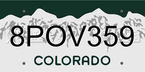 8POV359 Colorado License Plate