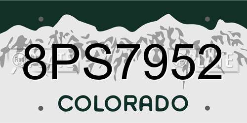 8PS7952 Colorado License Plate