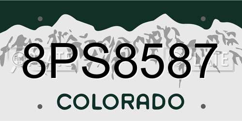 8PS8587 Colorado License Plate