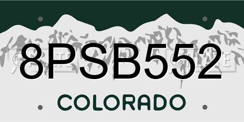 8PSB552 Colorado License Plate