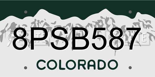 8PSB587 Colorado License Plate