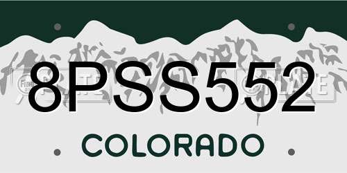 8PSS552 Colorado License Plate