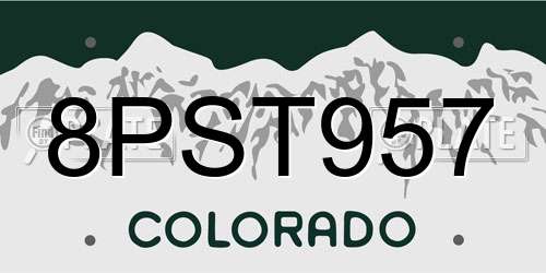 8PST957 Colorado License Plate