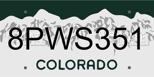 8PWS351 Colorado License Plate