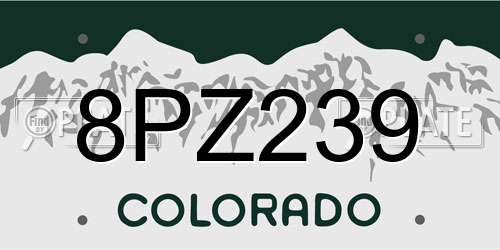 8PZ239 Colorado License Plate