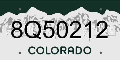 8Q50212 Colorado License Plate