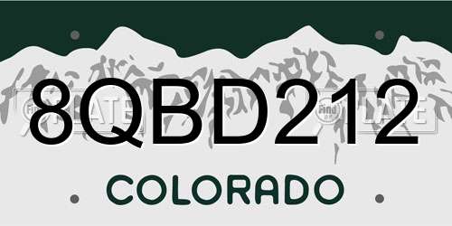 8QBD212 Colorado License Plate