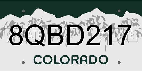 8QBD217 Colorado License Plate