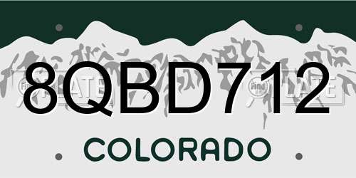 8QBD712 Colorado License Plate
