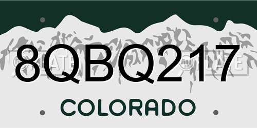 8QBQ217 Colorado License Plate