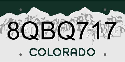 8QBQ717 Colorado License Plate