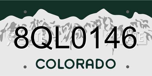 8QL0146 Colorado License Plate