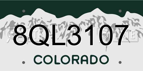 8QL3107 Colorado License Plate