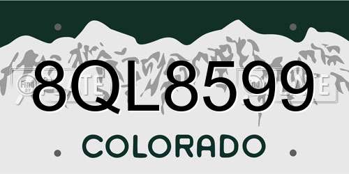 8QL8599 Colorado License Plate