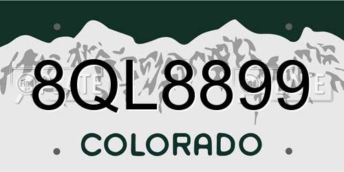 8QL8899 Colorado License Plate