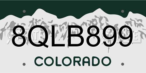 8QLB899 Colorado License Plate