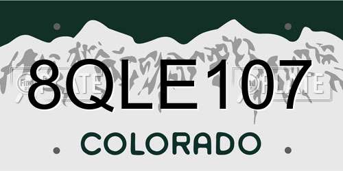 8QLE107 Colorado License Plate