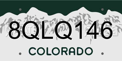 8QLQ146 Colorado License Plate